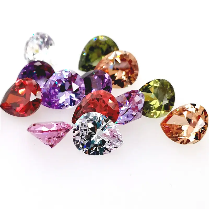 wholesale loose gemstones all sizes pear cut cubic zirconia pink color synthesis gemstone for jewelry marking