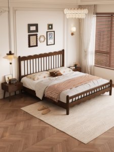 High Quality Solid Wood <b>Bed</b> Frame <b>with</b> Upholstered Tufted Headboard, Modern Platform <b>Bed</b> for Bedroom Furniture - Product Image 6