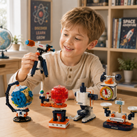 EPT Mini Laboratorio de Ciencias, Bloques de Construcción STEM, Set Educativo, Telescopio, Microscopio, Globo Terráqueo, Juguete de Construcción DIY para Niños