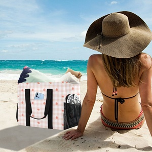 กระเป๋าเก็บความเย็นลายตารางสีชมพู Aloha Hawaii Design Lamination ขนาดใหญ่  กระเป๋าหิ้วพิมพ์ลายตามสั่ง  กระเป๋าช้อปปิ้งโพลีเอสเตอร์แบบใช้ซ้ำได้ - Product Image 5