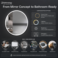 Miroir de salle de bain moderne encadré avec éclairage LED, interrupteur tactile, lumière LED intelligente, cadre en aluminium, indice de protection IP44, pour usage hôtelier