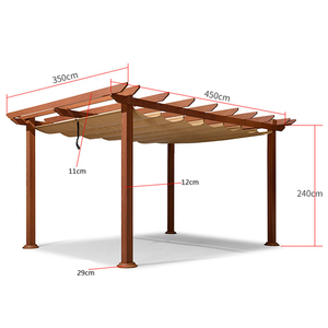 Pérgola de energía solar de jardín Enrejado de uva de aluminio Grano de lujo Morden al aire libre con sombrilla retráctil Gazebo - Product Image 6
