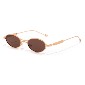 Gafas de Sol Ovaladas con Marco Dorado y Lentes Marrones, 100% Protección UV, Unisex para Adultos - Product Image 4