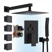 Système de douche à effet pluie 2 en 1 avec robinets thermostatiques Motifs de pulvérisation de massage doux Bouton poussoir Inverseur Kits de garniture de robinet de douche