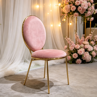 Chaise de salle à manger contemporaine en velours, chaise de salle à manger en métal doré, dossier rond, chaise rembourrée pour restaurant, mobilier de salle à manger d'hôtel