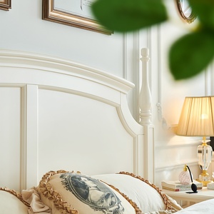 Cama de Madera Maciza de Cerezo de 1.8m, Color Blanco, Muebles Diorbao para Dormitorio - Product Image 2