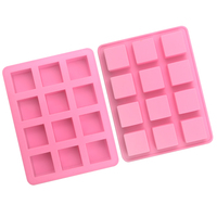 1238 Échantillon Gratuit d'Usine Moules à Chocolat en Silicone de Forme Carrée à 12 Cavités, Moule en Résine de Silicone, Bac à Glaçons en Silicone