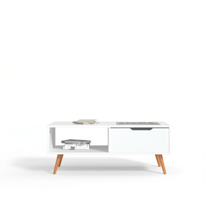 Tavolino da Caffè in Legno Ingegnerizzato Bianco con Vano Portaoggetti, Arredamento Moderno per Soggiorno - Product Image 1