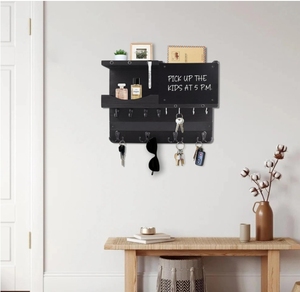 <span class=keywords><strong>Porte</strong></span>-clés carré classique en bois pour étagère murale, organisateur de <span class=keywords><strong>courrier</strong></span> et support pour laisse de chien, décoratif pour le salon - Product Image 4