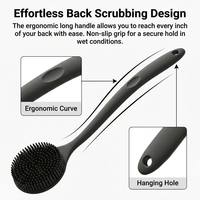Ensemble de brosses de bain massantes à long manche en silicone souple de qualité alimentaire, personnalisables avec logo, pour un nettoyage corporel en profondeur