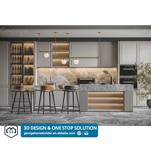 Phong cách Mỹ tùy chỉnh Shaker rắn gỗ tủ bếp nội thất nhà bếp thiết kế Granite Countertop cho căn hộ nhà Máy Giá - Product Image 1