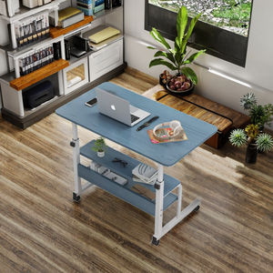 Escritorio blanco moderno para computadora de estudiante con tapa de madera con ajuste de altura y ruedas móviles Soporte para computadora portátil barato a la venta - Product Image 4