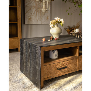 Hình chữ nhật lớn trang trại Bàn cà phê với lưu trữ cho phòng khách cổ điển thiết kế sáng tạo - Product Image 3