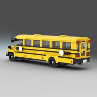 Bloques de Construcción de Autobús Escolar, Modelo Creativo Personalizado, Ladrillos de Plástico ABS, Juguete Educativo DIY, Escala 1:12