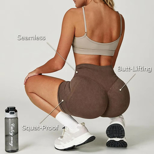 Shorts de Yoga con Cintura <span class=keywords><strong>en</strong></span> V y Efecto Push-Up para Mujer, Marca Privada |   Shorts Deportivos de Cintura Alta con Control de Abdomen EDK5064 - Product Image 3