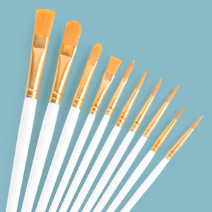 Lot de 10 pinceaux à poils en nylon avec manche en plastique pour <span class=keywords><strong>peinture</strong></span> à l'huile, acrylique et artistique - Product Image 4