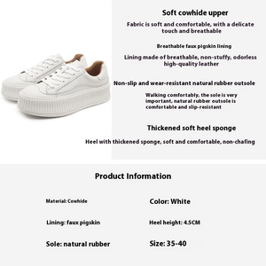Collection Printemps 2025 – Chaussures de sport décontractées en cuir souple blanc pour femme Grape Mom, style plateforme rehaussée, vente en gros - Product Image 2