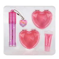 Coffret cadeau de gloss et baume à lèvres en forme de cœur rose, kit cosmétique en forme de cœur, ensemble de maquillage pour la Saint-Valentin, vente en gros