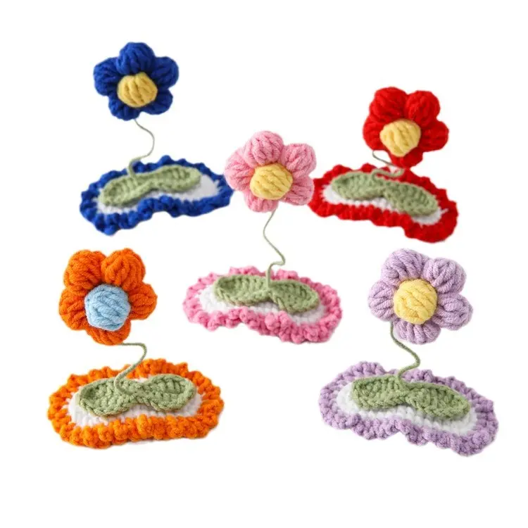 Puff flowers Children's hand-knitted DIY yarn hair clip crochet 3D hairpin cute girl hair accessories decorate