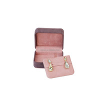 Exquis violet personnalisé boîte à bijoux Luxe boîte à bijoux rétro velours daim boucle d'oreille anneau chaîne boîtes à bijoux avec la meilleure qualité