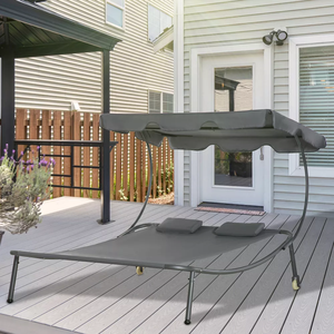 La venta al por mayor de fábrica llevará hamaca de ruedas móviles <span class=keywords><strong>columpio</strong></span> estable con <span class=keywords><strong>toldo</strong></span> y marco de soporte de almohada tumbonas dobles - Product Image 1