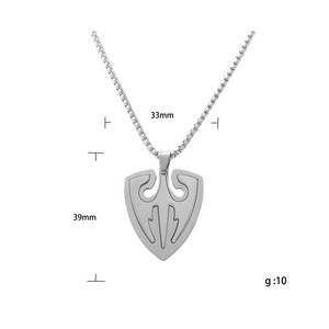 Pendentif bouclier en acier inoxydable pour hommes, collier géométrique, style rétro punk 12069 - Product Image 4
