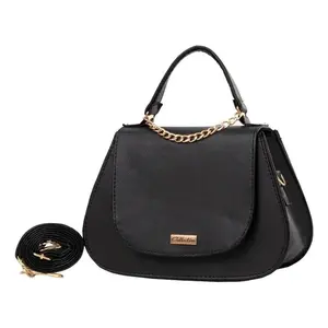 Bolso Bandolera Gilda Negro para Mujer de Fana, en Microfibra y Cuero Sintético, con Correa Ajustable y Cierre de Cremallera, para Todas las Temporadas - Product Image 3