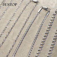 JUSTOP Collier à chaîne en acier inoxydable plaqué or argent, long, unisexe, OEM/vente en gros, personnalisé, imperméable, style Europe Amérique