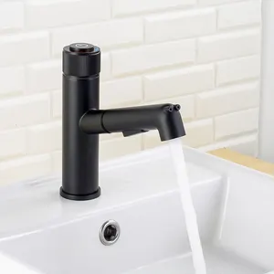 Grifo mezclador de lavabo con interruptor de botón de latón, regulación de temperatura, modo dual, un solo orificio, gran oferta