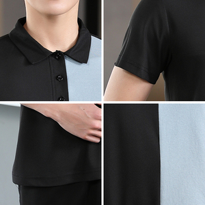 เสื้อโอเวอร์ไซส์สำหรับทำงาน เสื้อเชิ้ตแขนสั้นผู้ชาย ลายปะติดปะต่อ เสื้อโปโลลำลองสำหรับฤดูร้อนสำหรับผู้ชาย - Product Image 5