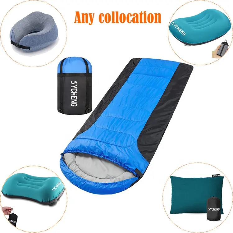 210t waterproof polyester sleeping bag adult outdoor camping wearable sleeping bag freely matches camping pillows Schlafsack