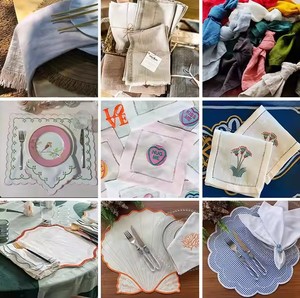 French Washed Linen Embroidered <strong>Napkins</strong> Perforated <strong>Napkins</strong> Custom Sized Logo Wedding Linen Fabric Cloth <strong>Napkin</strong> Made in <strong>China</strong> - Product Image 2