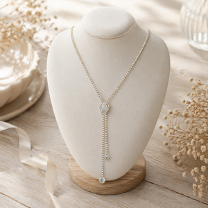 Collar de tenis glamuroso con colgante en Y, con circonitas cúbicas (CZ) de pavé completo, chapado en oro de 14K sobre latón, cadena con borlas, joyería llamativa para mujer, ideal para cócteles, venta al por mayor - Product Image 1
