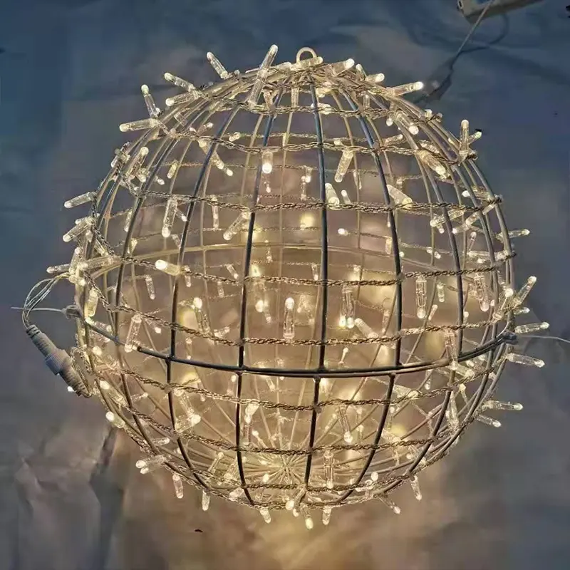 大きなクリスマス照明飾り3D吊り下げLED照明ボールモチーフライト