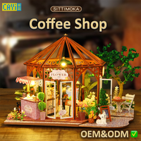 Maison de poupée en bois à assembler soi-même, modèle de café, puzzle 3D miniature en bois, kit de maison de poupée pour cadeau