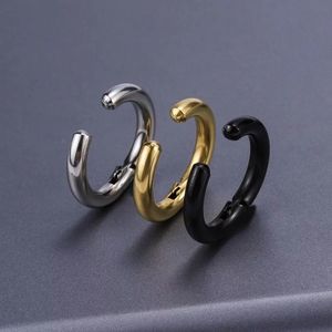 Stainless Steel Clip on Hoop <b>Earrings</b> 18K PVD Gold | No <b>Piercing</b> Thick Huggie Ear Cuffs Minimalist Unisex Jewelry - Product Image 1