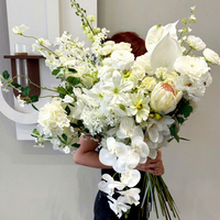 Bouquet de fleurs artificielles réalistes en soie blanche mélangée, fait main, moderne, pour centre de table de mariage, décoration de lieu