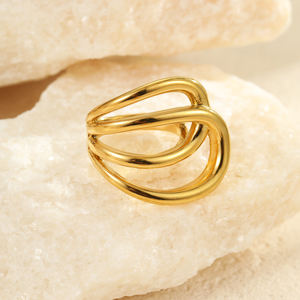 Кольца Shelly: не тускнеющие, модные, в стиле панк, с художественным сердцем, позолоченные 18-каратным золотом, из нержавеющей стали, для помолвки и торжественных случаев - Product Image 5