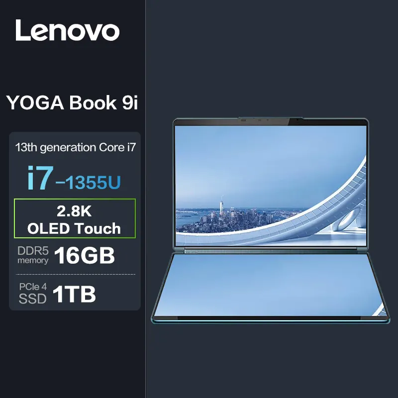 New Genuine Lenovo YOGA Book 9i Slim Laptop Intel i7-1355U 16G 1TB Iris Xe 13.3-inch IPS Full touch Double screen Notebook