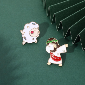 Swag Dancing Jesus Little Sheep esmalte Pins lindo feliz Animal broches mujeres hombres Jeans abrigo solapa Pin insignias joyería regalo nuevo - Product Image 1