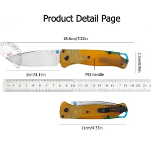 Couteau pliant d'extérieur BM535 BUGOUT, lame S30V, manche transparent PEI, EDC, survie, camping, chasse, vente en gros, personnalisé - Product Image 4