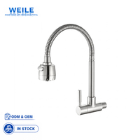 Robinet mural moderne en acier inoxydable 304 brossé, à eau froide, 2 modes, pivotant, pour évier de cuisine et lavabo, accessoires de cuisine