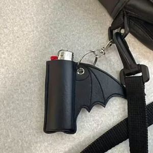 Faux Leather Punk Style Bat Shape <b>Lighter</b> Case Creative <b>Lighter</b> Protector with Wing Portable <b>Lighter</b> Holder with Keychain - Product Image 3