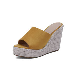 Sandales espadrilles à talons hauts pour femmes, chaussures d'été à semelle épaisse et décontractée, Mules à semelle compensée - Product Image 2