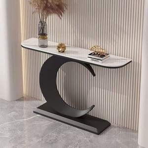 <span class=keywords><strong>Table</strong></span> <span class=keywords><strong>console</strong></span> semi-circulaire en bois de qualité supérieure avec un design moderne, durable et facile à nettoyer pour un usage domestique - Product Image 5