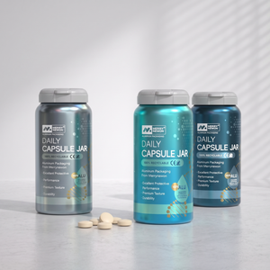 Eco-Friendly Aluminium Supplement Bottle Metallic Capsule <b>Container</b> <b>for</b> <b>Tablets</b> and Pills Packaging - Product Image 3