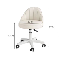 Tabouret Rond Moderne à Hauteur Réglable avec Dossier pour Salon, Coiffeuse, Bureau d'Ordinateur, Chambre et Appartement