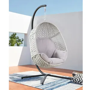 Ensemble de chaises suspendues de jardin Balançoire en osier confortable avec coussin Chaise d'extérieur œuf à siège unique pour adulte - Product Image 1