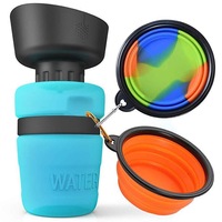 Vente en gros de 18oz/520ml gobelet à boire bol distributeur d'eau pour animaux de compagnie bouteille d'eau de voyage portable pour animaux de compagnie avec bol