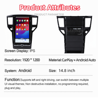 Navegación Android RoadNavi con Pantalla Vertical de 14.8'' para Nissan Pathfinder 2012-2020, Reproductor Multimedia de Video, Carplay Inalámbrico, GPS